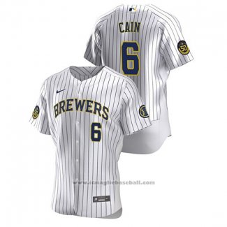 Maglia Baseball Uomo Milwaukee Brewers Lorenzo Cain Autentico 2020 Home Bianco