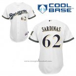 Maglia Baseball Uomo Milwaukee Brewers Luis Sardinas 62 Bianco Home Cool Base