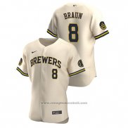 Maglia Baseball Uomo Milwaukee Brewers Ryan Braun Autentico 2020 Alternato Crema
