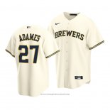 Maglia Baseball Uomo Milwaukee Brewers Willy Adames Replica Crema