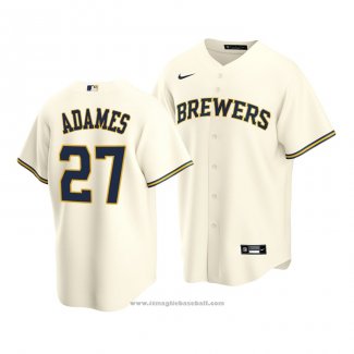 Maglia Baseball Uomo Milwaukee Brewers Willy Adames Replica Crema