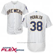 Maglia Baseball Uomo Milwaukee Brewers Wily Peralta Bianco Autentico Collection Flex Base