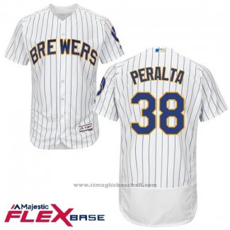 Maglia Baseball Uomo Milwaukee Brewers Wily Peralta Bianco Autentico Collection Flex Base