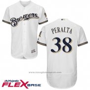 Maglia Baseball Uomo Milwaukee Brewers Wily Peralta Bianco Autentico Collection Flex Base Custom