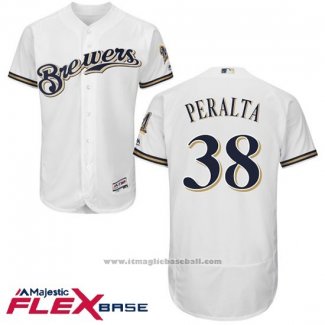 Maglia Baseball Uomo Milwaukee Brewers Wily Peralta Bianco Autentico Collection Flex Base Custom