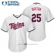 Maglia Baseball Uomo Minnesota Twins 2017 Stelle e Strisce Byron Buxton Bianco Cool Base