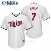 Maglia Baseball Uomo Minnesota Twins 2017 Stelle e Strisce Joe Mauer Bianco Cool Base