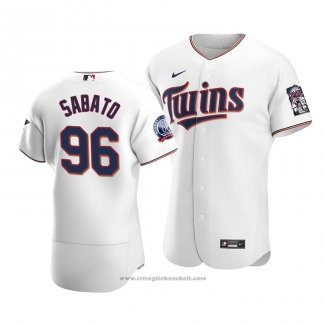 Maglia Baseball Uomo Minnesota Twins Aaron Sabato Autentico Home Bianco