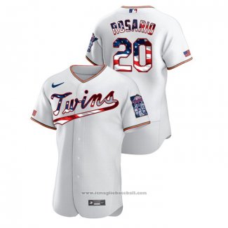 Maglia Baseball Uomo Minnesota Twins Eddie Rosario 2020 Stars & Stripes 4th of July Bianco