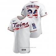 Maglia Baseball Uomo Minnesota Twins Josh Donaldson 2020 Stars & Stripes 4th of July Bianco