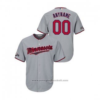 Maglia Baseball Uomo Minnesota Twins Personalizzate 2019 Postseason Cool Base Grigio