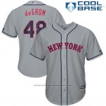 Maglia Baseball Uomo New York Mets 2017 Stelle e Strisce Jacob Degrom Grigio Cool Base