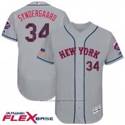 Maglia Baseball Uomo New York Mets 2017 Stelle e Strisce Noah Syndergaard Grigio Flex Base