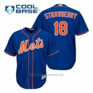 Maglia Baseball Uomo New York Mets Darryl Strawberry 18 Blu Alternato Home Cool Base