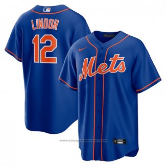 Maglia Baseball Uomo New York Mets Francisco Lindor Alternato Replica Blu