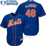 Maglia Baseball Uomo New York Mets Jacob Degrom 48 Blu Alternato Home Cool Base