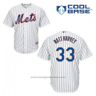 Maglia Baseball Uomo New York Mets Matt Harvey 33 Bianco Home Cool Base