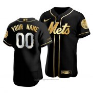 Maglia Baseball Uomo New York Mets Personalizzate Golden Edition Autentico Nero