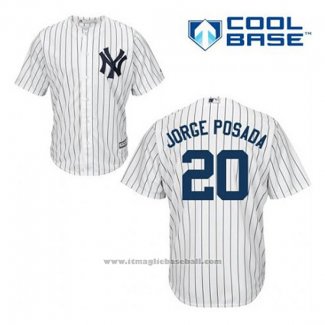 Maglia Baseball Uomo New York Yankees Jorge Posada 20 Bianco Home Cool Base