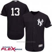 Maglia Baseball Uomo New York Yankees New York 13 Alex Rodriguez Blu Flex Base Giocatore