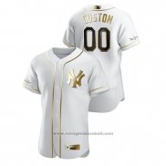 Maglia Baseball Uomo New York Yankees Personalizzate Golden Edition Autentico Bianco