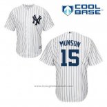 Maglia Baseball Uomo New York Yankees Thurman Munson 15 Bianco Home Cool Base