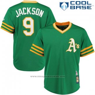 Maglia Baseball Uomo Oakland Athletics 9 Reggie Jackson Verde Alterno Cooperstown Collection Giocatore Cool Base