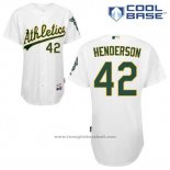 Maglia Baseball Uomo Oakland Athletics Dave Henderson 42 Bianco Home Cool Base