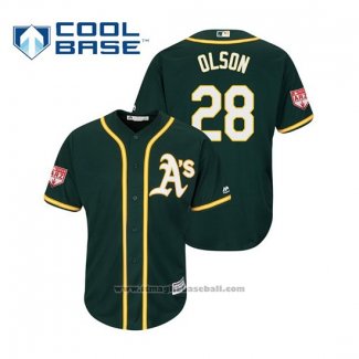 Maglia Baseball Uomo Oakland Athletics Matt Olson Cool Base Allenamento Primaverile 2019 Verde