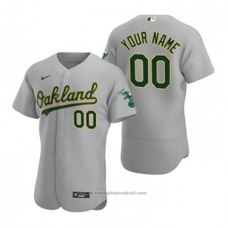 Maglia Baseball Uomo Oakland Athletics Personalizzate Autentico Road Grigio