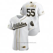 Maglia Baseball Uomo Oakland Athletics Sean Manaea Golden Edition Autentico Bianco