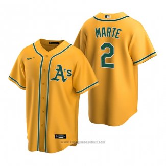 Maglia Baseball Uomo Oakland Athletics Starling Marte Replica Alternato Or