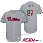 Maglia Baseball Uomo Philadelphia Phillies 2017 Stelle e Strisce Aaron Nola Grigio Flex Base