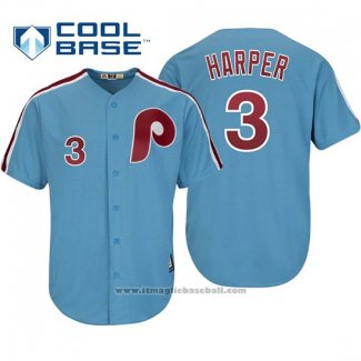 Maglia Baseball Uomo Philadelphia Phillies Bryce Harper Cool Base Cooperstown Collezione Blu