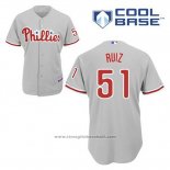 Maglia Baseball Uomo Philadelphia Phillies Carlos Ruiz 51 Grigio Cool Base