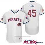 Maglia Baseball Uomo Pittsburgh Pirates 2017 Stelle e Strisce Gerrit Cole Bianco Flex Base