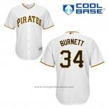 Maglia Baseball Uomo Pittsburgh Pirates A.j. Burnett 34 Bianco Home Cool Base