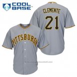 Maglia Baseball Uomo Pittsburgh Pirates Roberto Clemente 21 Grigio Cool Base