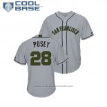 Maglia Baseball Uomo San Francisco Giants Buster Posey 2018 Memorial Day Cool Base Grigio