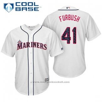 Maglia Baseball Uomo Seattle Mariners 2017 Stelle e Strisce Charlie Furbush Bianco Cool Base