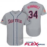 Maglia Baseball Uomo Seattle Mariners 2017 Stelle e Strisce Felix Hernandez Grigio Flex Base