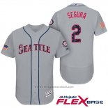 Maglia Baseball Uomo Seattle Mariners 2017 Stelle e Strisce Jean Segura Grigio Flex Base