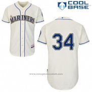 Maglia Baseball Uomo Seattle Mariners Felix Hernandez 34 Crema Alternato Cool Base