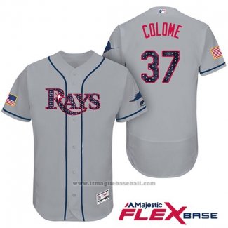 Maglia Baseball Uomo Tampa Bay Rays 2017 Stelle e Strisce Alex Colome Grigio Flex Base