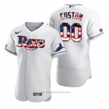 Maglia Baseball Uomo Tampa Bay Rays Personalizzate Stars & Stripes 4th Of July Bianco