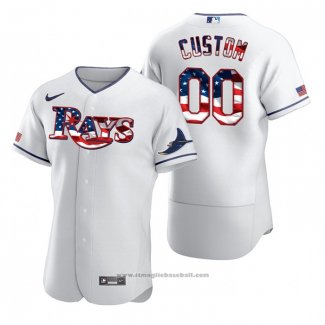 Maglia Baseball Uomo Tampa Bay Rays Personalizzate Stars & Stripes 4th Of July Bianco