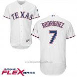 Maglia Baseball Uomo Texas Rangers 7 Pudge Rodriguez Bianco 2017 Flex Base