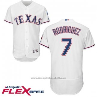 Maglia Baseball Uomo Texas Rangers 7 Pudge Rodriguez Bianco 2017 Flex Base