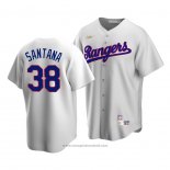 Maglia Baseball Uomo Texas Rangers Danny Santana Cooperstown Collection Primera Bianco