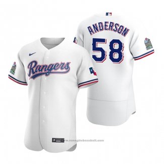 Maglia Baseball Uomo Texas Rangers Drew Anderson Autentico Home Bianco